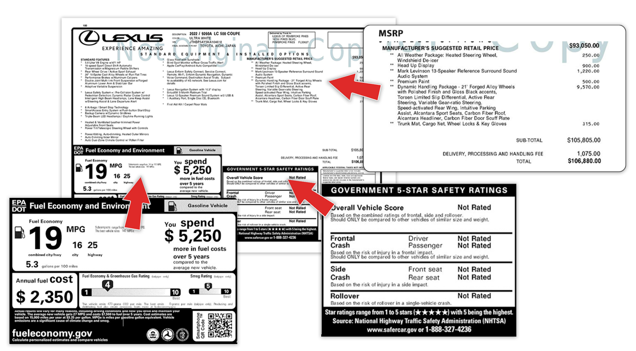 Original Window Sticker Example